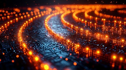Naklejka premium Abstract city network swirling in deep space