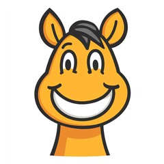 Obraz premium A cheerful horse smiles brightly, its joyful expression radiating happiness. The cartoonish style adds to its charm and appeal.