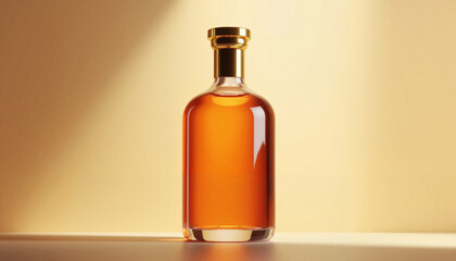 Elegant glass bottle design with gold cap, luxury aesthetic