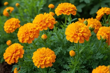 there are many yellow flowers that are growing in the garden