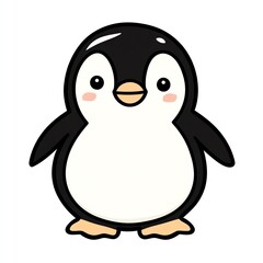Obraz premium A Cheerful Penguin Cartoon IllustrationSmiling Happily Against White Background
