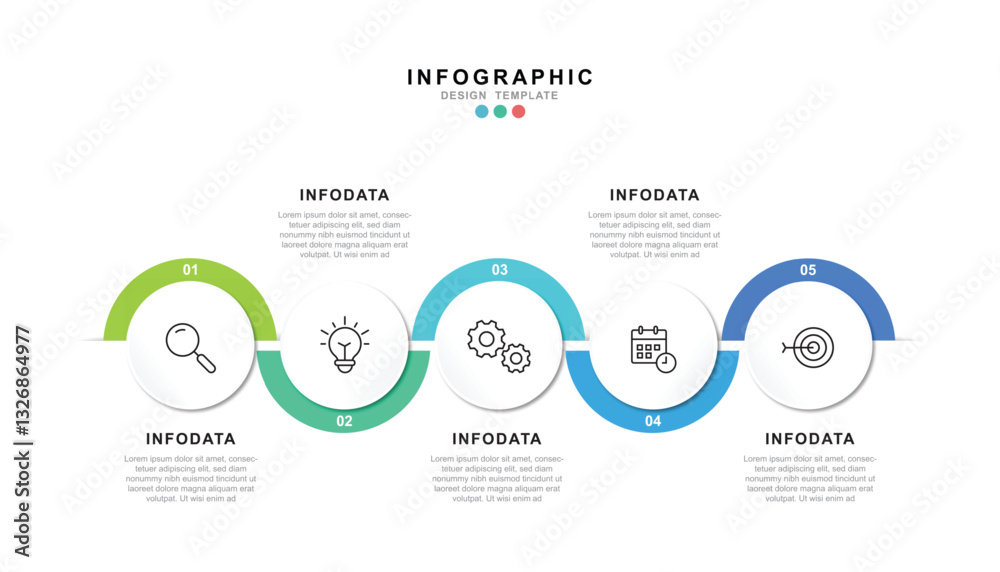 Aufkleber Vector Infographic label design template with icons and 5 options or steps. for your business data. Vector Illustration.