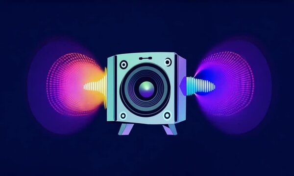 Speaker animation with a dark blue background