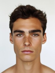 Fototapeta premium Portrait of a Man with a Circular Face Shape and Medium Tone Complexion