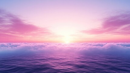 Colorful sunset over clouds; tranquil sky; serene ocean view; digital art; background