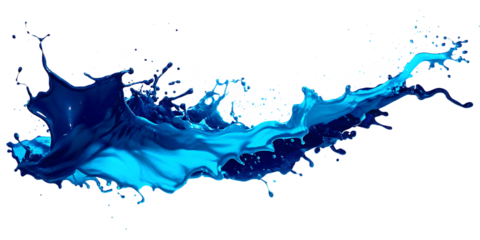  blue paint splashes png on a colored isolated on white background PNG , AI GENERATED