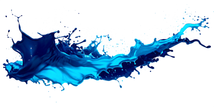  blue paint splashes png on a colored isolated on white background PNG , AI GENERATED