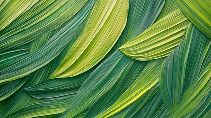 Tropical palm leaf patterns in emerald green and lime plain background