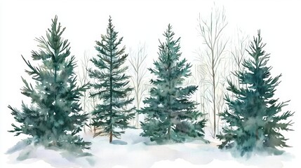 Obraz premium Festive postcard design showcasing a serene Christmas scene with snowy woods.