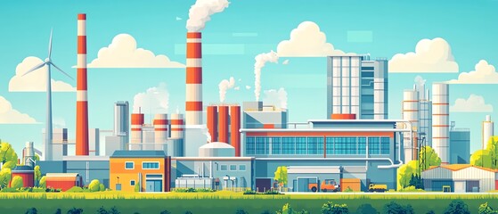 Industrial factory complex illustration