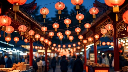 Naklejka premium Ornate lantern illuminating a mystical night market
