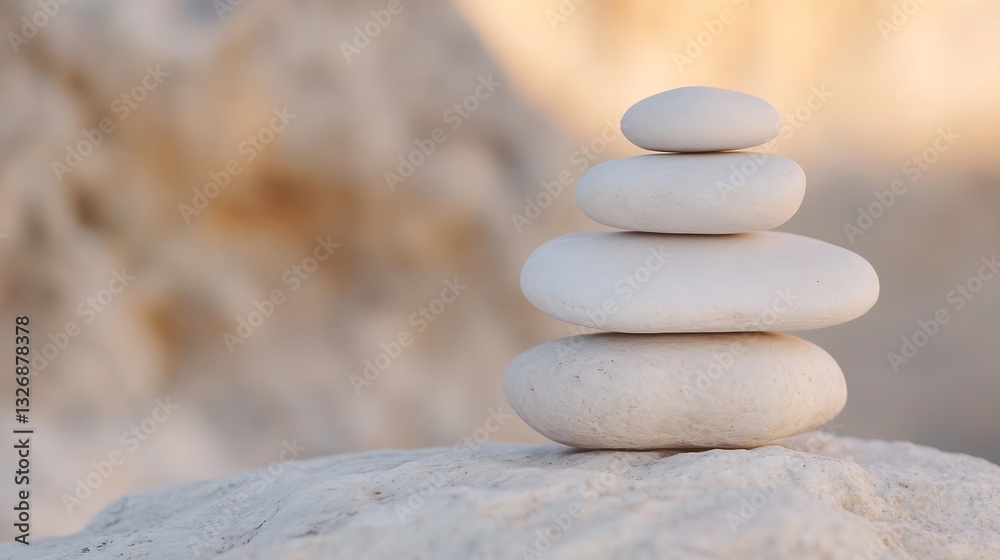 Aufkleber a serene stack of smooth white stones delicately balanced on a natural background symbolizing tranqu
