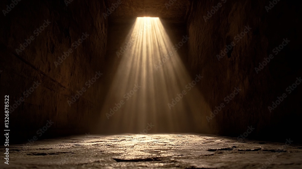 Leinwandbilder mysterious underground cave illuminated by rays of sunlight streaming through an ancient opening : g