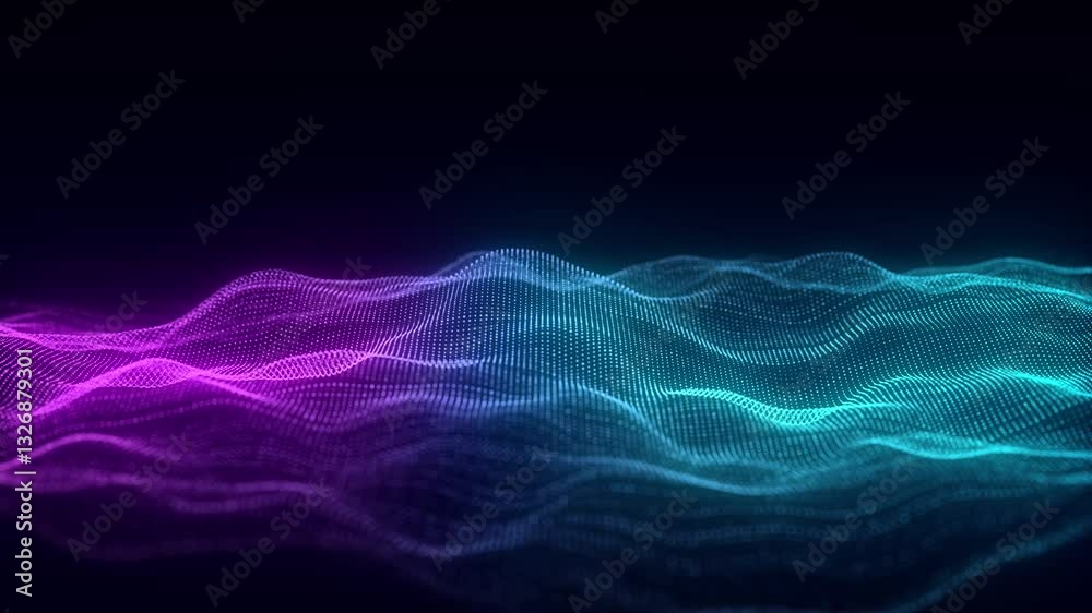 Aufkleber dynamic blue wave of particles and lines. abstract futuristic background. big data visualization. 3d
