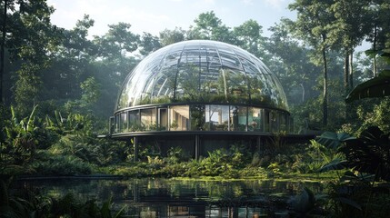 Fototapeta premium Eco-Dome Home in Lush Tropical Rainforest