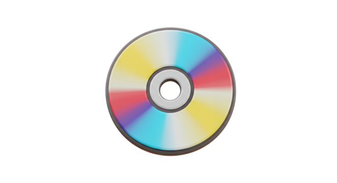 Colorful Compact Disc with Radial Pattern on White Background