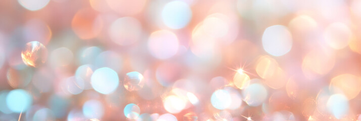 Obraz premium Soft pastel bokeh lights create dreamy, ethereal background with shimmering effects. Perfect for festive or romantic themes
