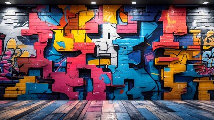 Vibrant abstract graffiti wall for artistic background