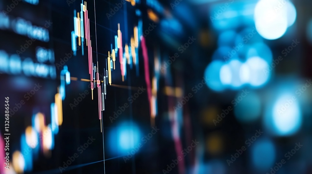 Poster Analyzing Stock Market Trends Through Detailed Financial Graphs and Data Visualization : Generative AI