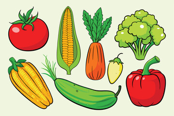 Vegetables and fruits. Vector illustration of vegetables and fruits.