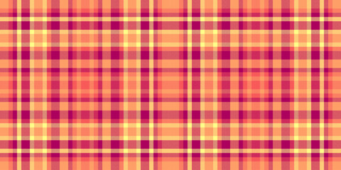Hipster check texture seamless, hanukkah pattern fabric tartan. Self textile plaid vector background in orange and pink colors.