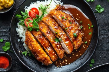 Top View of Chicken Katsu with Curry Sauce Clean Lines