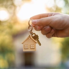  A Hand Holding a House Key, Symbolizing Homeownership 