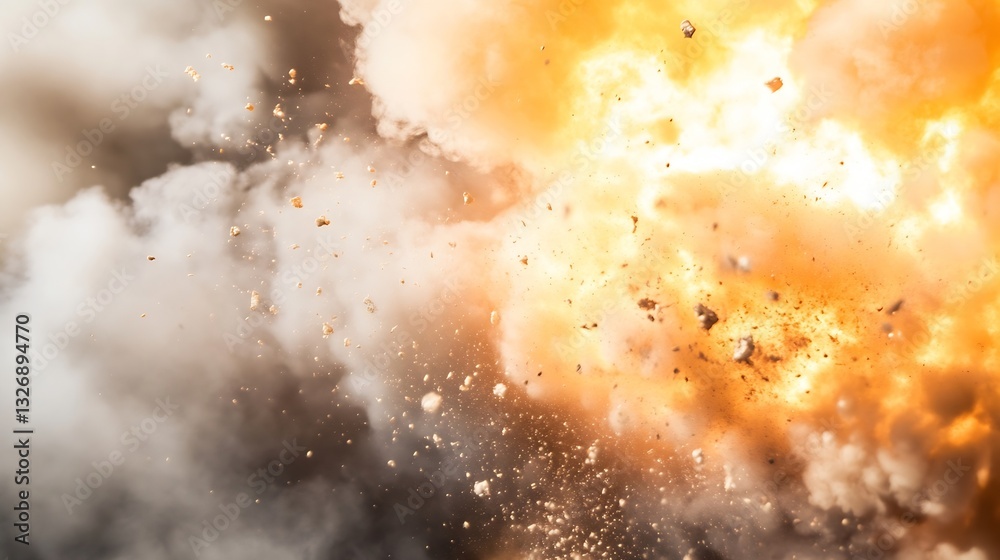 Aufkleber dramatic explosion capturing fiery flames and cloud of smoke in a powerful display of energy and mov