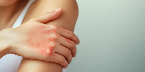 Close-Up View of Dry and Irritated Skin on an Arm with Red Rash in Soft Natural Light, Showing Health Concern and Skin Condition Awareness