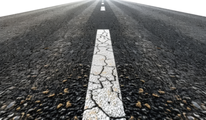 Cracked asphalt road enhancing depth perception