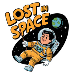 Lost in space astronaut t-shirt design