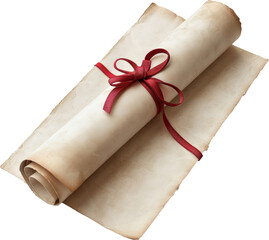 Fototapeta premium Elegant scroll tied with a red ribbon