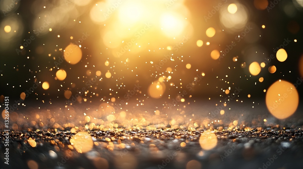 Fototapete enchanting golden bokeh droplets sparkling in soft light during a magical atmosphere : generative ai