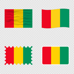 Fototapeta premium Guinea national flag in four different styles.