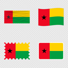 Guinea Bissau national flag in four different styles.