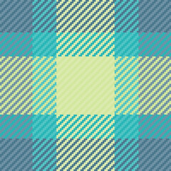 Pretty plaid texture textile, carpet check pattern vector. Kid fabric seamless tartan background in cyan and teal colors.