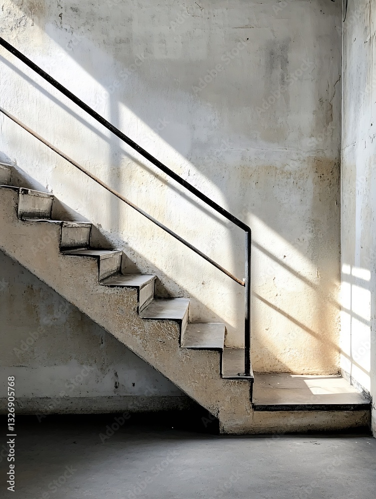 Aufkleber light streaming through a staircase showcasing unique architectural features and shadows : generativ