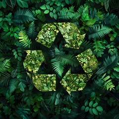 recycle sign with leaves