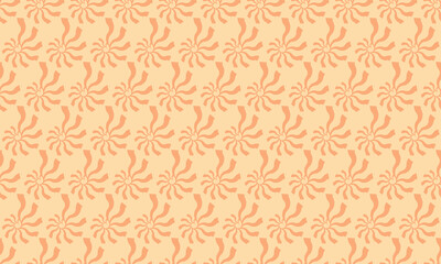 Fototapeta premium Seamless pastel peach pattern with stylized sunburst motifs. Perfect for backgrounds, textile design, or website templates. Evokes feelings of warmth, joy, and retro style.