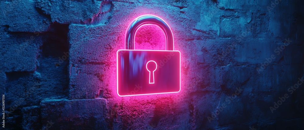 Aufkleber digital security concept with an illuminated padlock on a textured blue background, showcasing ai te