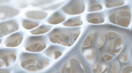 Microscopic view of bone cells showcasing soft white porous structure