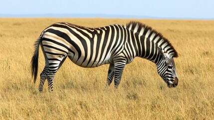 Obraz premium Zebra Grazing in African Savanna