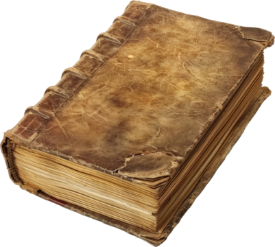 Aged leather-bound book with worn pages
