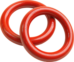 Two glossy red rings intertwined