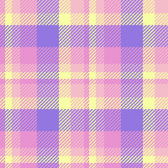 Pastel plaid pattern in soft pink, purple, and yellow.  Ideal for textile design, scrapbooking, or website backgrounds.  A cheerful and versatile design conveying gentleness and optimism.