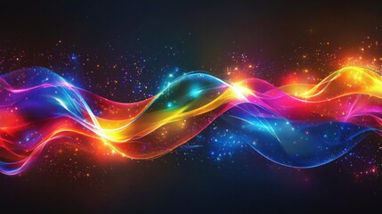 Obraz premium Vibrant abstract background featuring flowing lines and sparkling light effects against a dark backdrop.