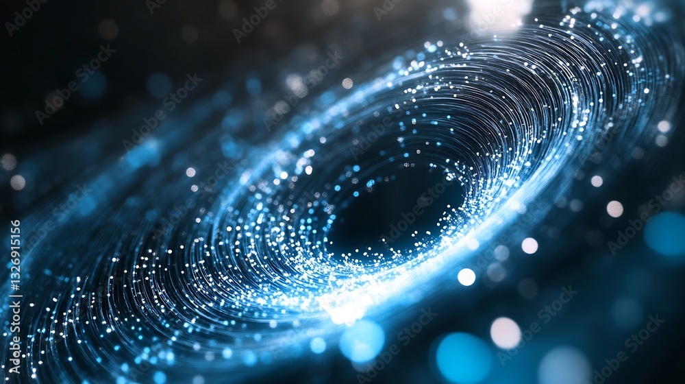 Leinwandbilder stunning abstract visualization of spiraling bright light particles in deep space : generative ai