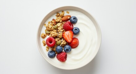 Delicious and Healthy Yogurt Parfait with Granola, Berries, and Almonds