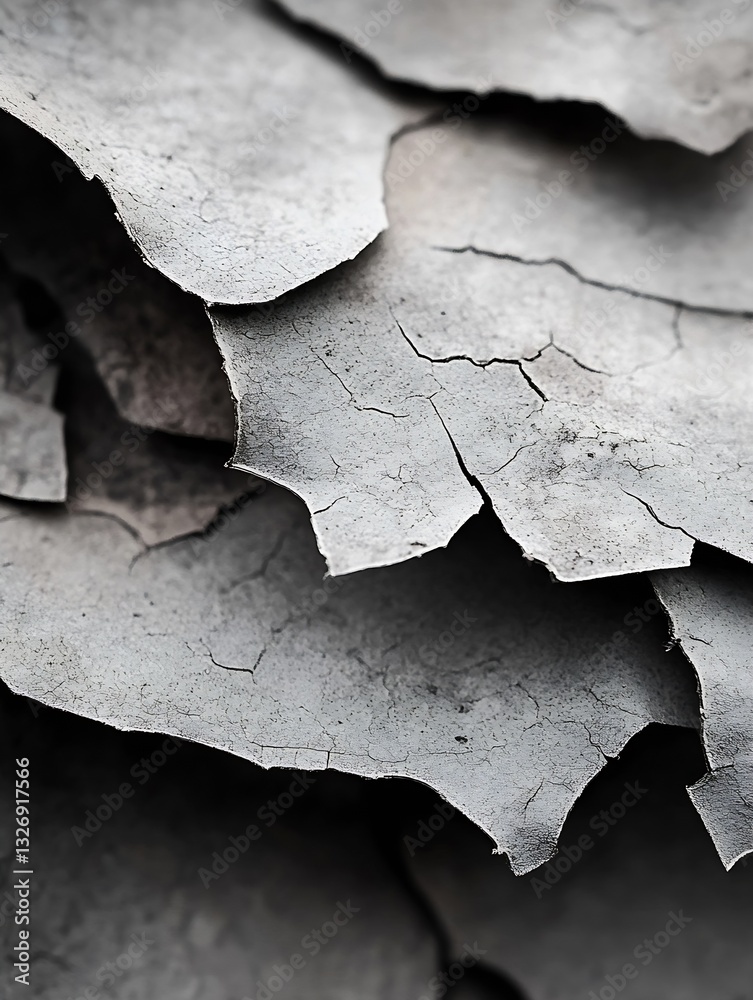 Aufkleber artistic closeup of cracked and peeling layers of grey bark showcasing texture and detail : generati