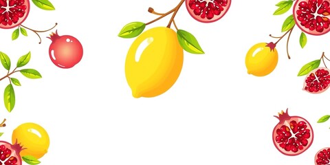 Lemon and Pomegranate Clip Art for Design Projects